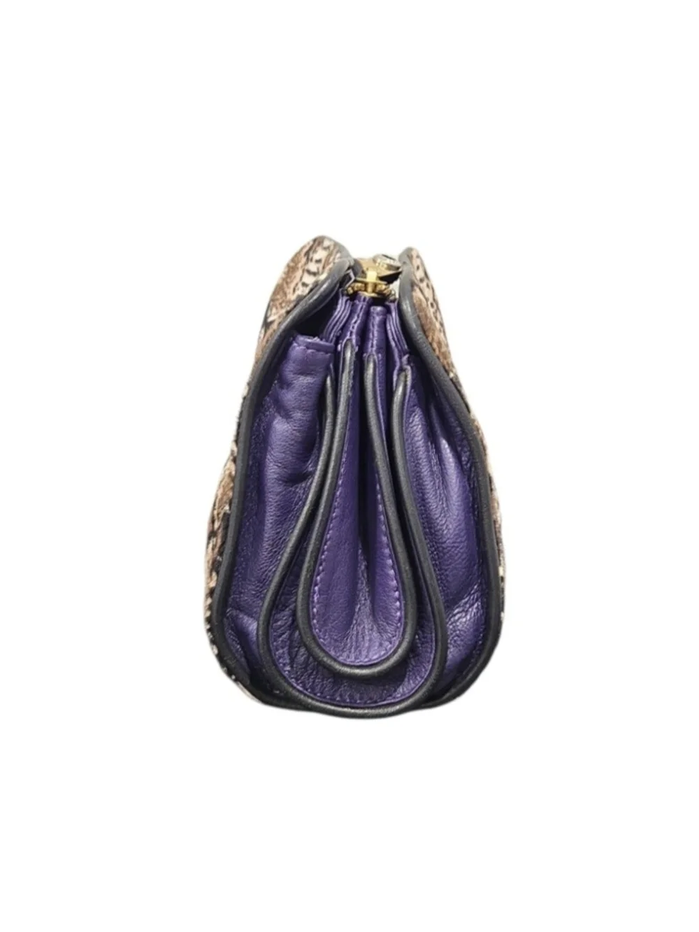 henri bendel Tan and Black Snake-Print Wristlet with Gold Chain